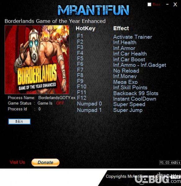 《無主之地年度版》v1.0十三項修改器[MrAntiFun]