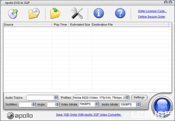 Apollo DVD to 3GP(DVD轉(zhuǎn)3GP工具)v3.6.2.0免費(fèi)版