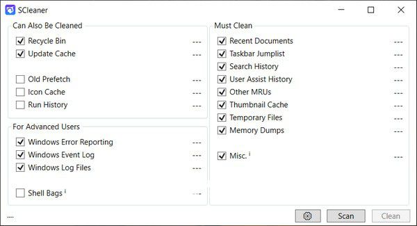SCleaner(一鍵式系統(tǒng)清潔器)v0.9.6免費(fèi)版